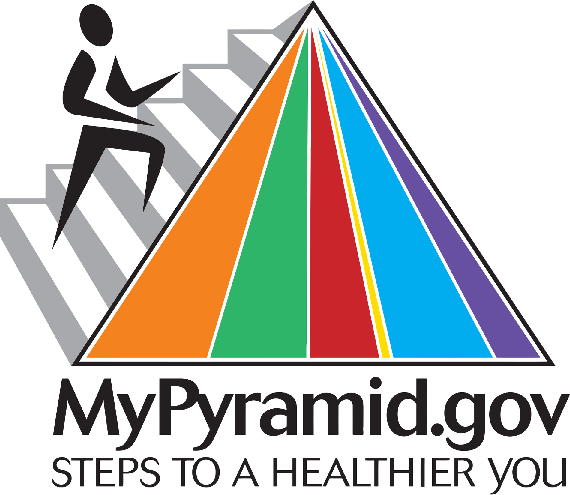 לוגו של מיי פירמיד - איש עולה במדרגות של פירמידה צבעונית