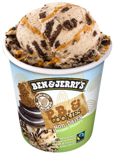 גלידות בן אנד ג'ריס (Ben & Jerry's) – גלידת חמאת בוטנים ועוגיות (P.B. & Cookies) טבעונית